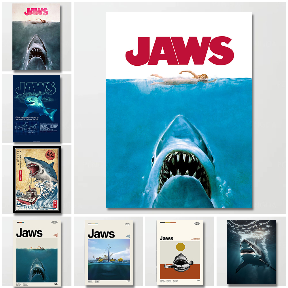 Poster Jaws Lukisan Kanvas Hiu - Sustainable Living Eco Friendly ulasan dan harga