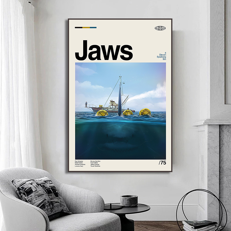 Poster Jaws Lukisan Kanvas Hiu - Sustainable Living Eco Friendly ulasan dan harga